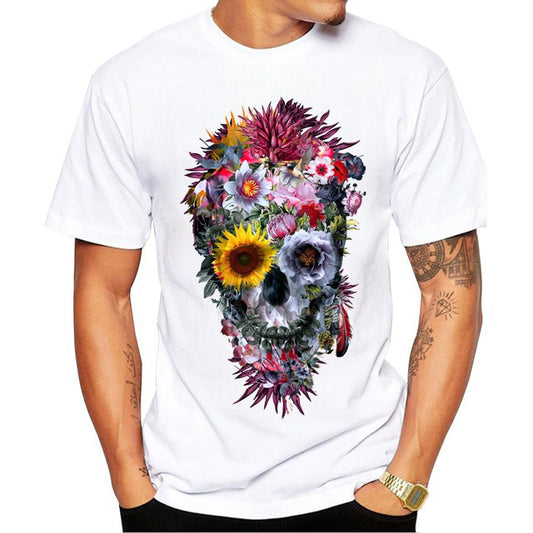 Fashionable Witch Skull Design Short Sleeve Casual Top