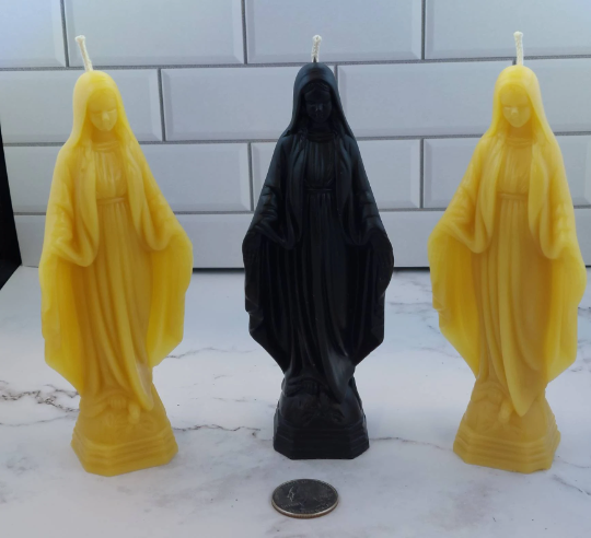 Virgin Mary unscented beeswax candle Free Domestic shipping to the USA
