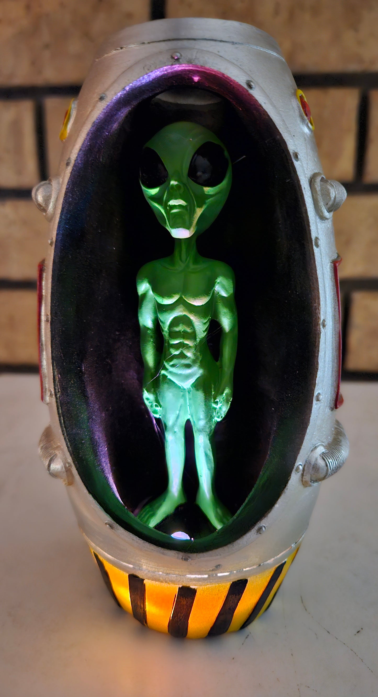 Alien in Lighted Spaceship Back Flow Incense Burner Free Shipping