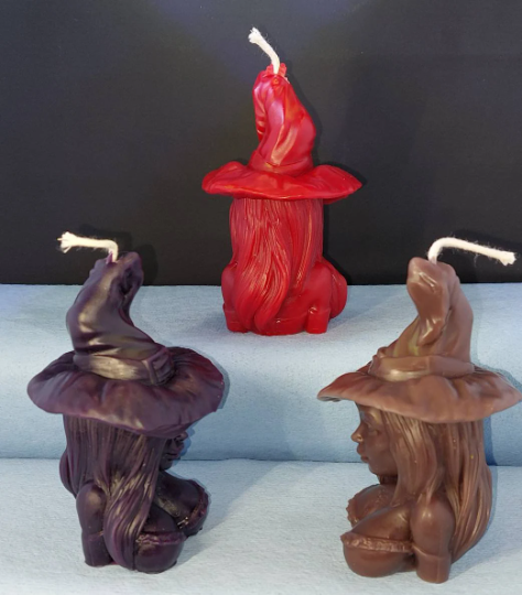 Free USA Shipping Young Witch beeswax candle, Sexy Witch candle