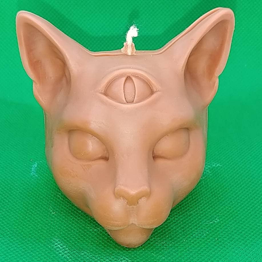 Free USA shipping 7 oz. Scented & unscented soy 3rd Eyed Mystical Cat candle