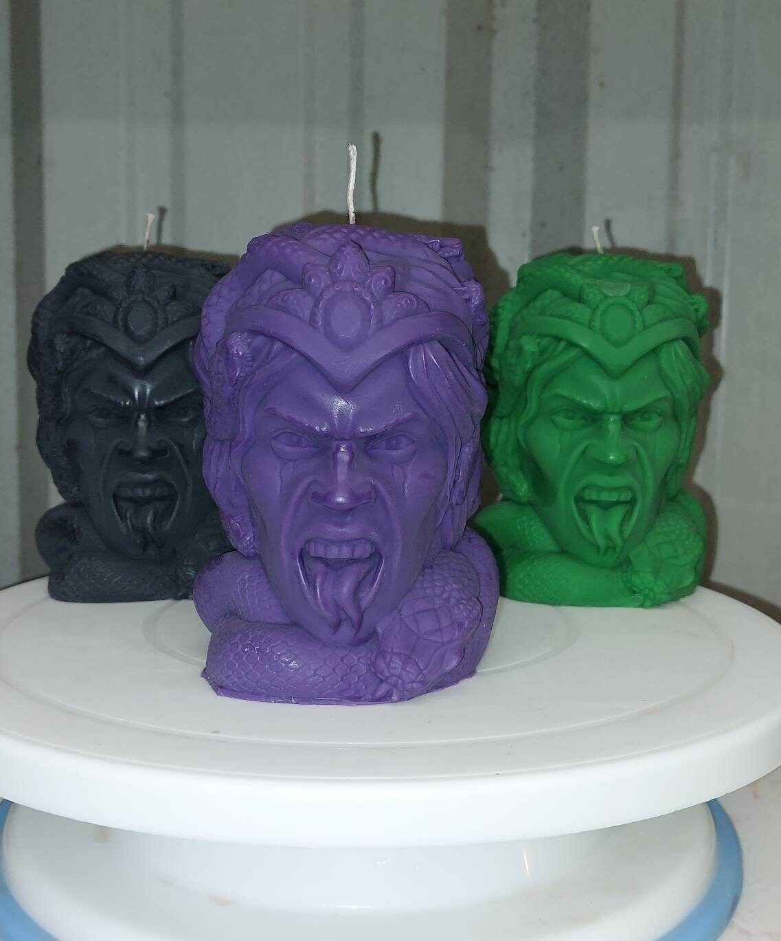 17 oz. Medusa bust pillar candle