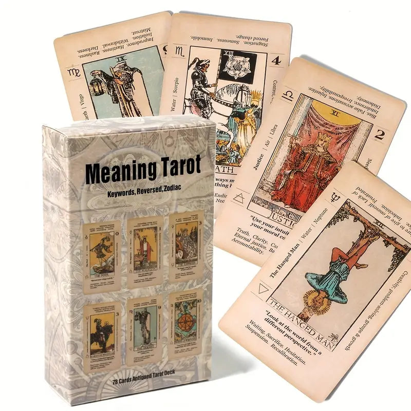 Meaning Tarot Card With Meaning On Them Beginner Tarot Keyword Antiqued Tarot Deck Learn Tarot 78 Cards