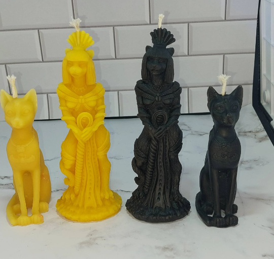 Free USA Shipping Bastet, goddess of cats, beeswax candle
