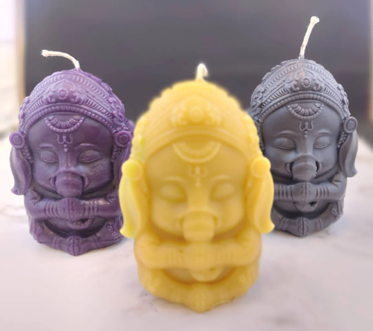 Free USA Shipping Hindu god Ganesha remover of obstacles beeswax candle