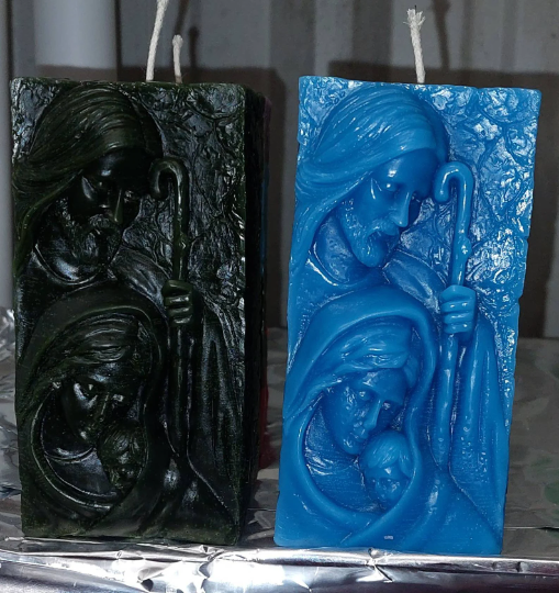 Holy Family large pillar unscented beeswax candle Free Domestic shipping to the USA
