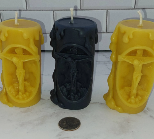 Jesus on the cross unscented beeswax candle Free Domestic shipping to the USA
