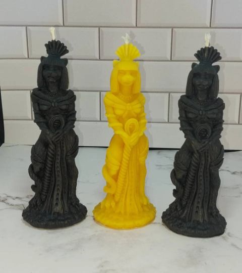 Free USA Shipping Bastet Egyptian Goddess of the sun Egyptian Goddess of fertility beeswax candle