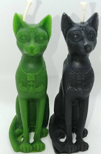 Free USA Shipping Bastet, goddess of cats, beeswax candle