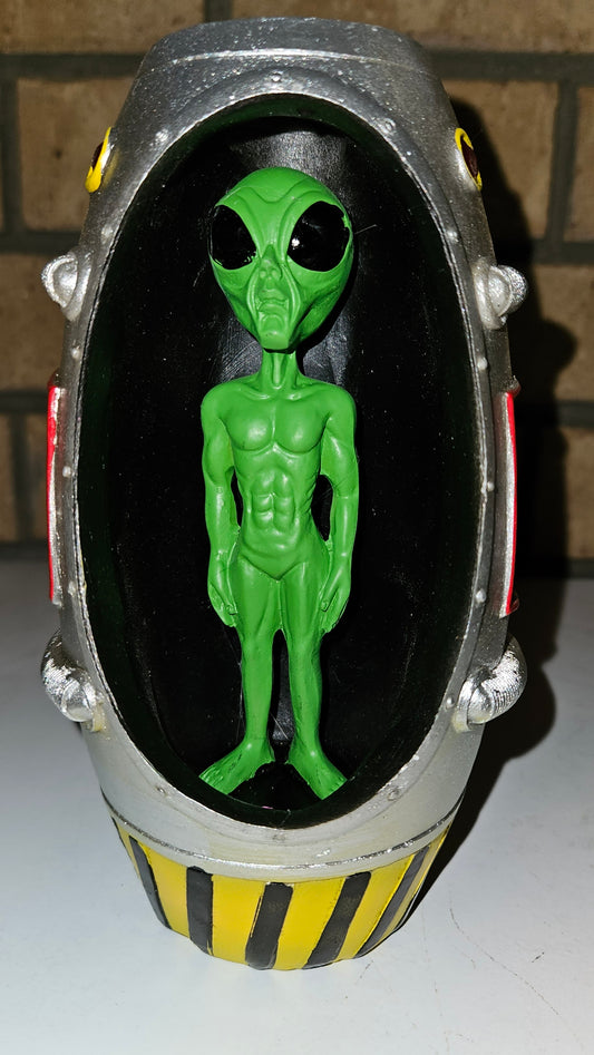 Alien in Lighted Spaceship Back Flow Incense Burner Free Shipping