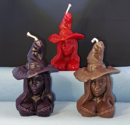 Free USA Shipping Young Witch beeswax candle, Sexy Witch candle