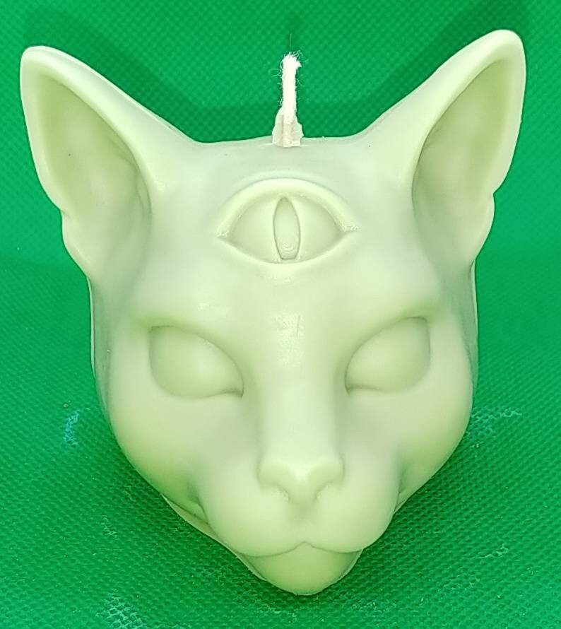 Free USA shipping 7 oz. Scented & unscented soy 3rd Eyed Mystical Cat candle