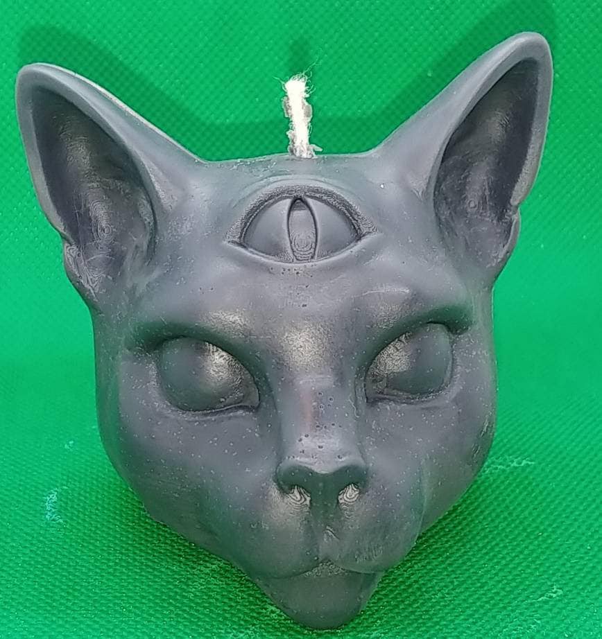 Free USA shipping 7 oz. Scented & unscented soy 3rd Eyed Mystical Cat candle