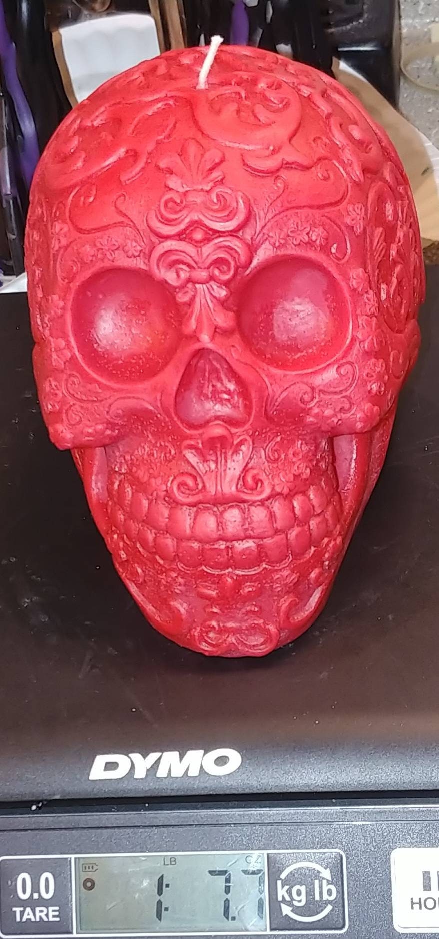 Free USA shipping 1 lb 7 oz. Scented & unscented soy Day of the Dead skull candle