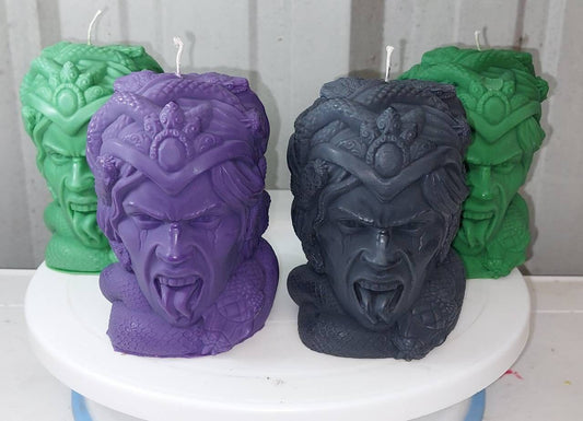17 oz. Medusa bust pillar candle