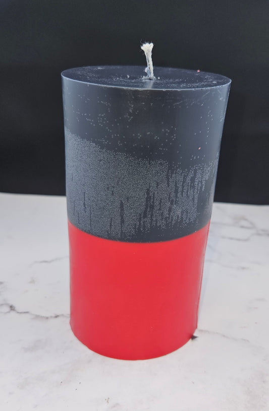 Free USA Shipping black and red reversible pillar soy candle
