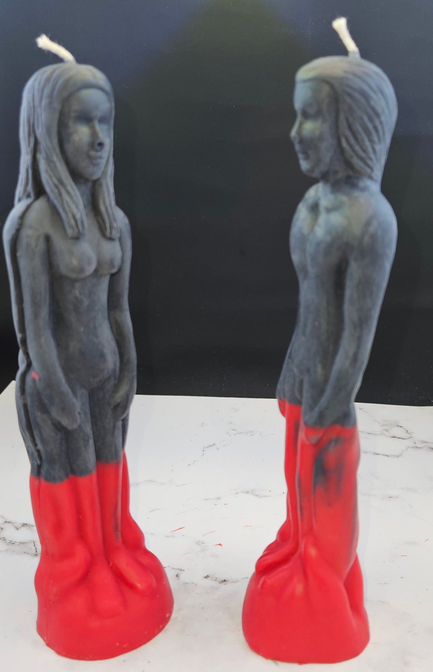 Free USA Shipping black and red reversible Female or Male figure soy candle
